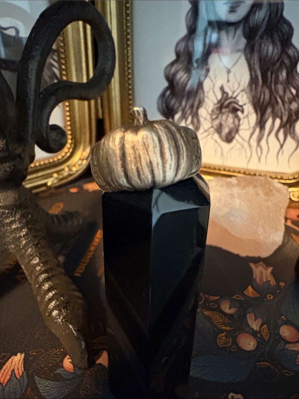 Uneven Creations Pumpkin and Spiderweb Ring Size 7